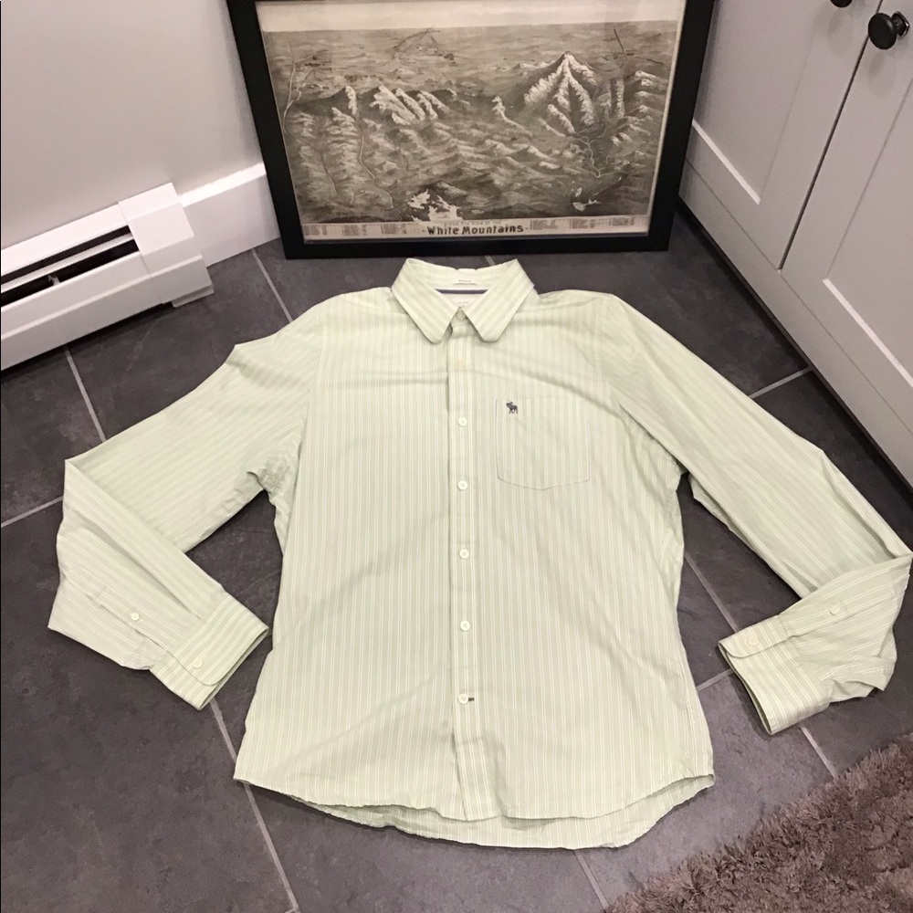 VTG Y2K Abercrombie Fitch Muscle Fit Button Down Shirt Striped Pastel Green XXL